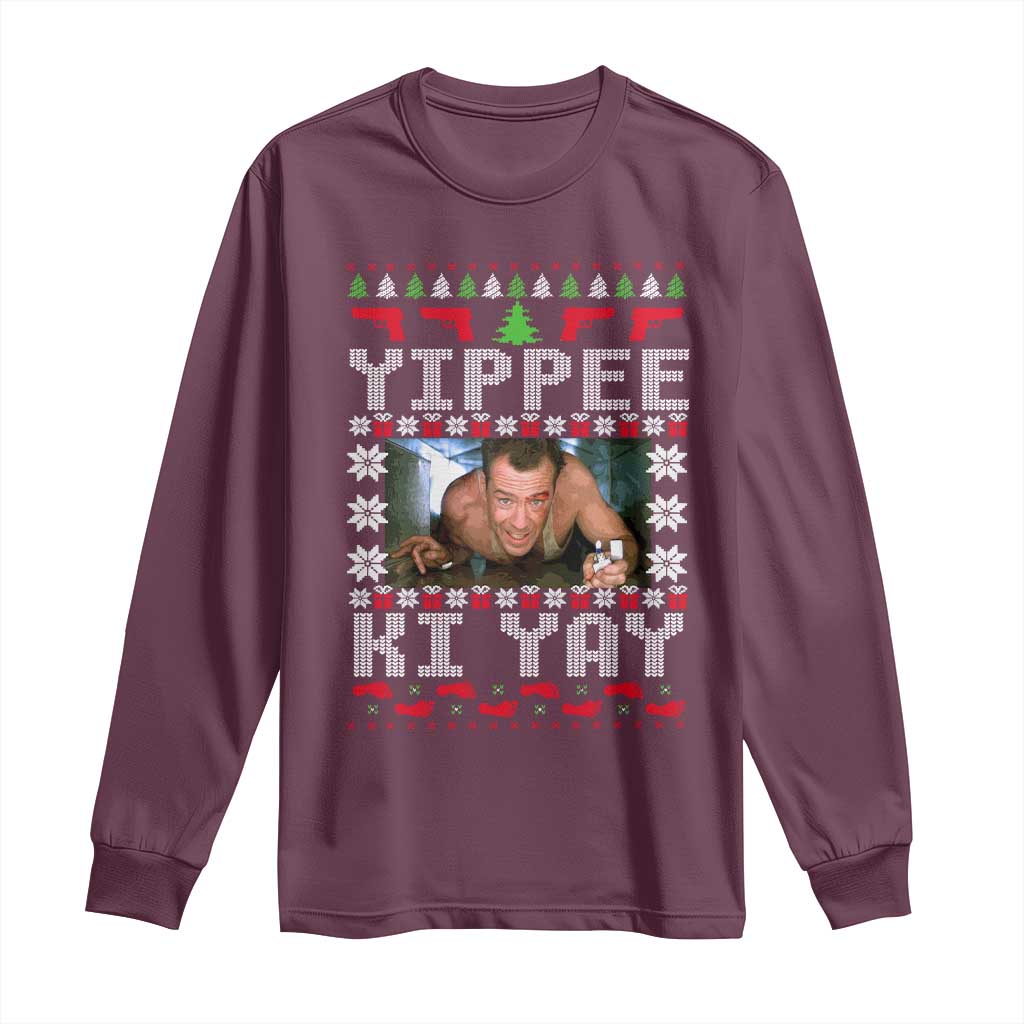 Yippee Ki Yay Long Sleeve Shirt Funny 80's Movie Xmas Gift Ugly Christmas - Wonder Print Shop