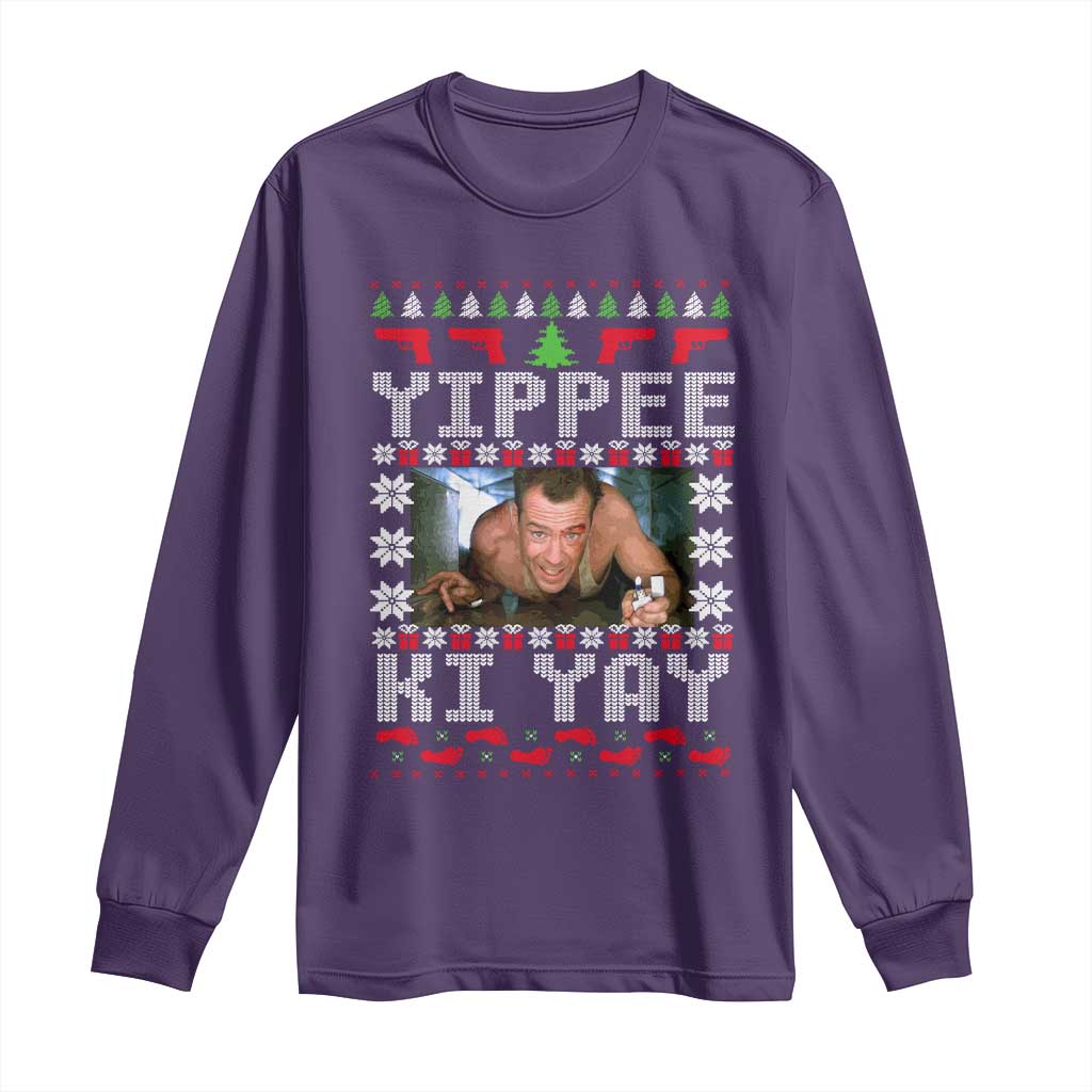Yippee Ki Yay Long Sleeve Shirt Funny 80's Movie Xmas Gift Ugly Christmas - Wonder Print Shop
