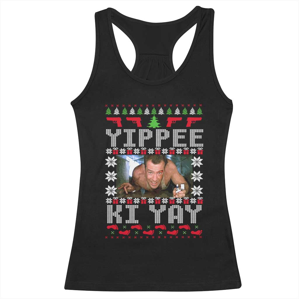 Yippee Ki Yay Racerback Tank Top Funny 80's Movie Xmas Gift Ugly Christmas - Wonder Print Shop