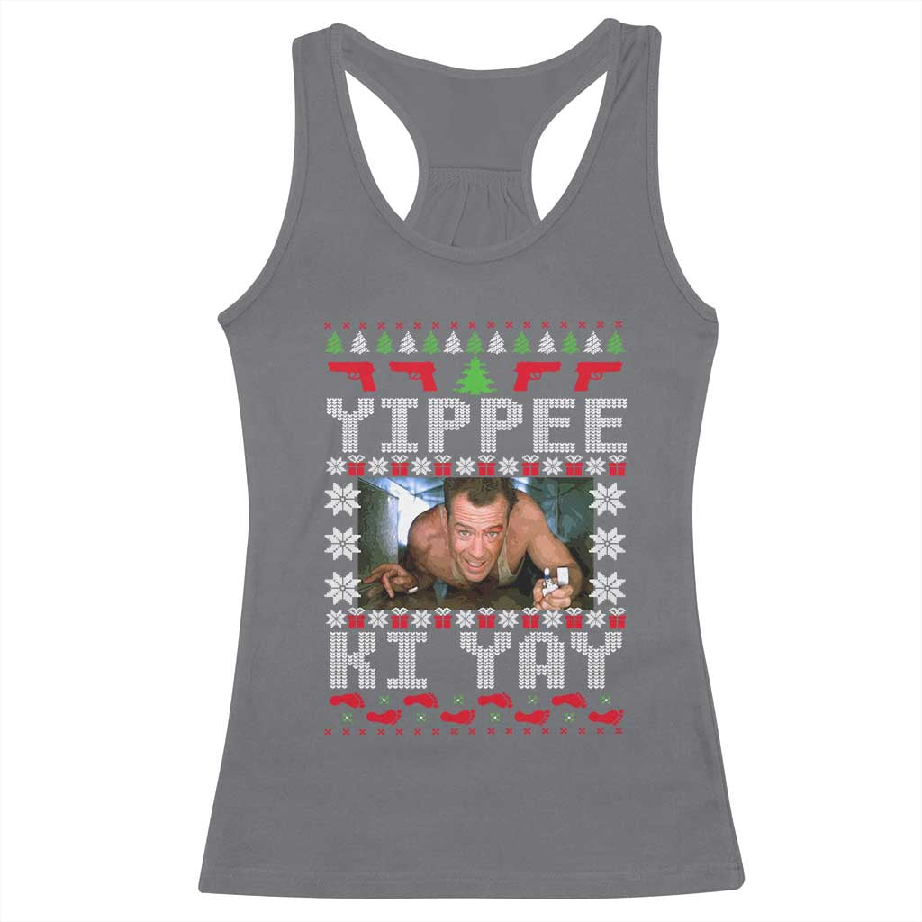 Yippee Ki Yay Racerback Tank Top Funny 80's Movie Xmas Gift Ugly Christmas - Wonder Print Shop