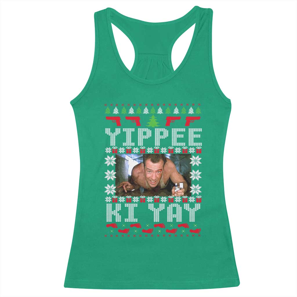 Yippee Ki Yay Racerback Tank Top Funny 80's Movie Xmas Gift Ugly Christmas - Wonder Print Shop