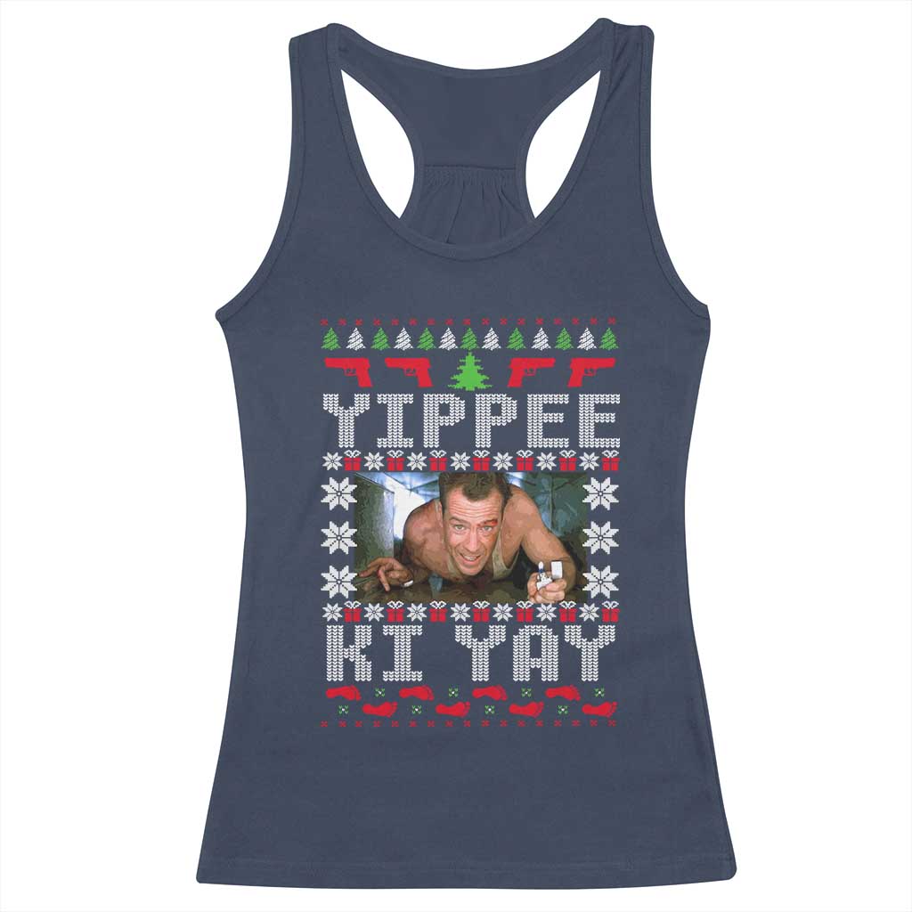 Yippee Ki Yay Racerback Tank Top Funny 80's Movie Xmas Gift Ugly Christmas - Wonder Print Shop