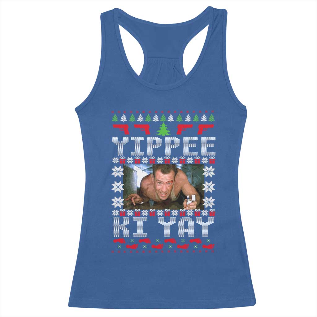 Yippee Ki Yay Racerback Tank Top Funny 80's Movie Xmas Gift Ugly Christmas - Wonder Print Shop