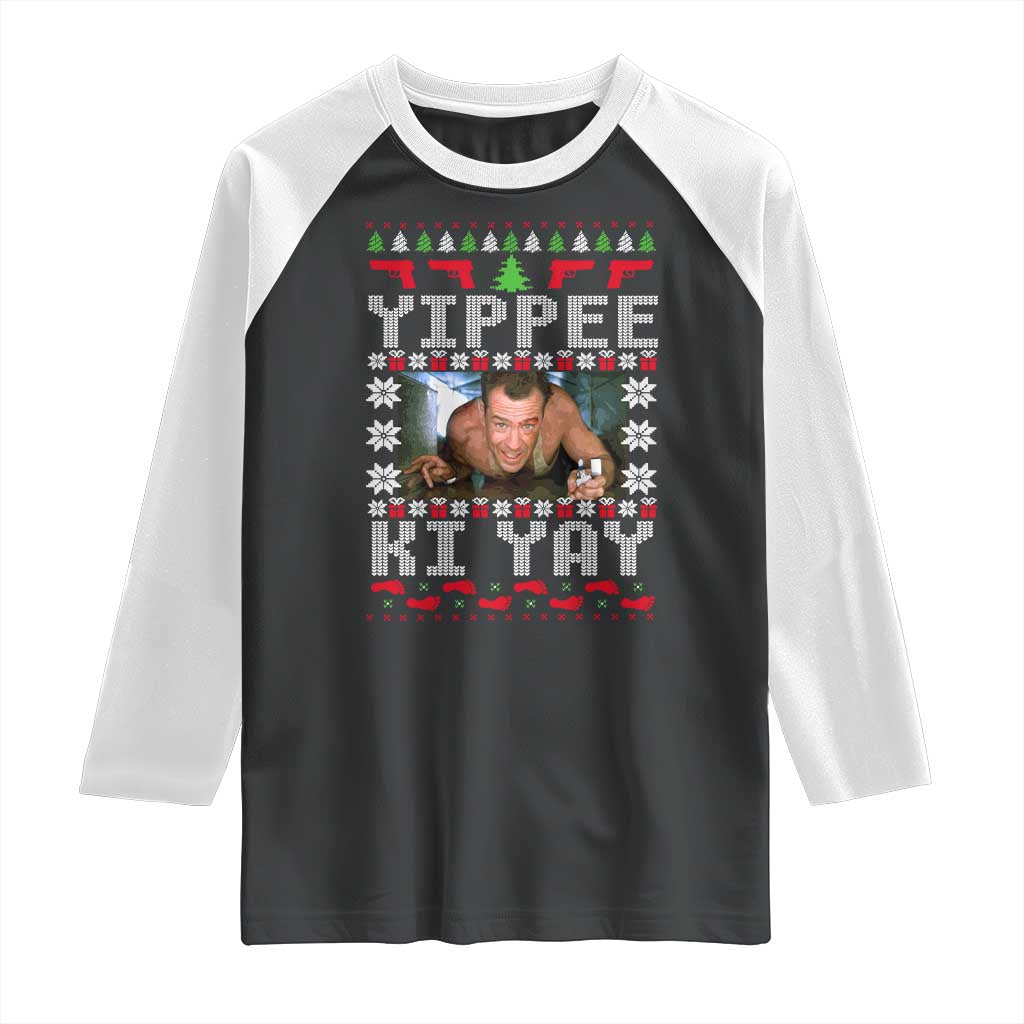 Yippee Ki Yay Raglan Shirt Funny 80's Movie Xmas Gift Ugly Christmas - Wonder Print Shop