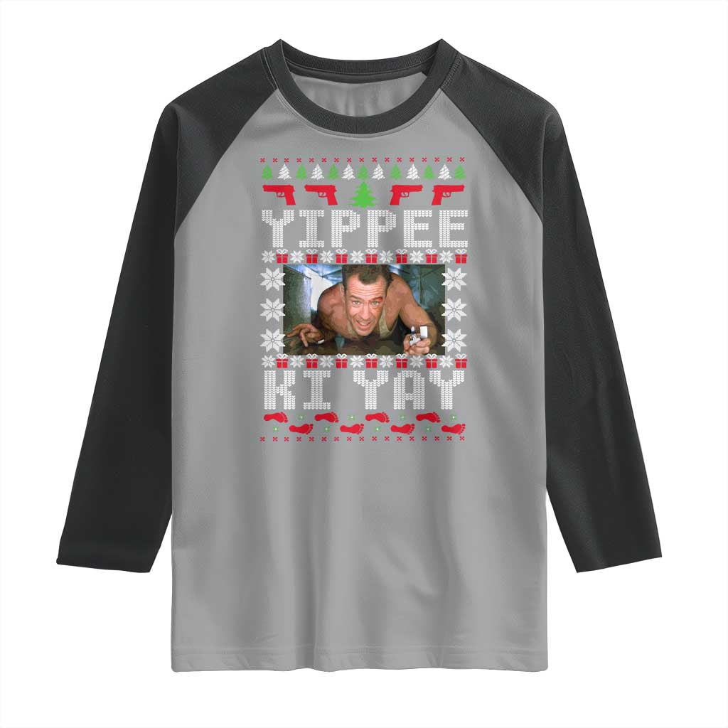 Yippee Ki Yay Raglan Shirt Funny 80's Movie Xmas Gift Ugly Christmas - Wonder Print Shop
