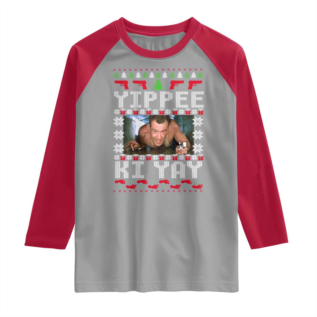 Yippee Ki Yay Raglan Shirt Funny 80's Movie Xmas Gift Ugly Christmas - Wonder Print Shop