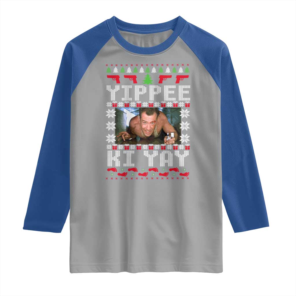 Yippee Ki Yay Raglan Shirt Funny 80's Movie Xmas Gift Ugly Christmas - Wonder Print Shop