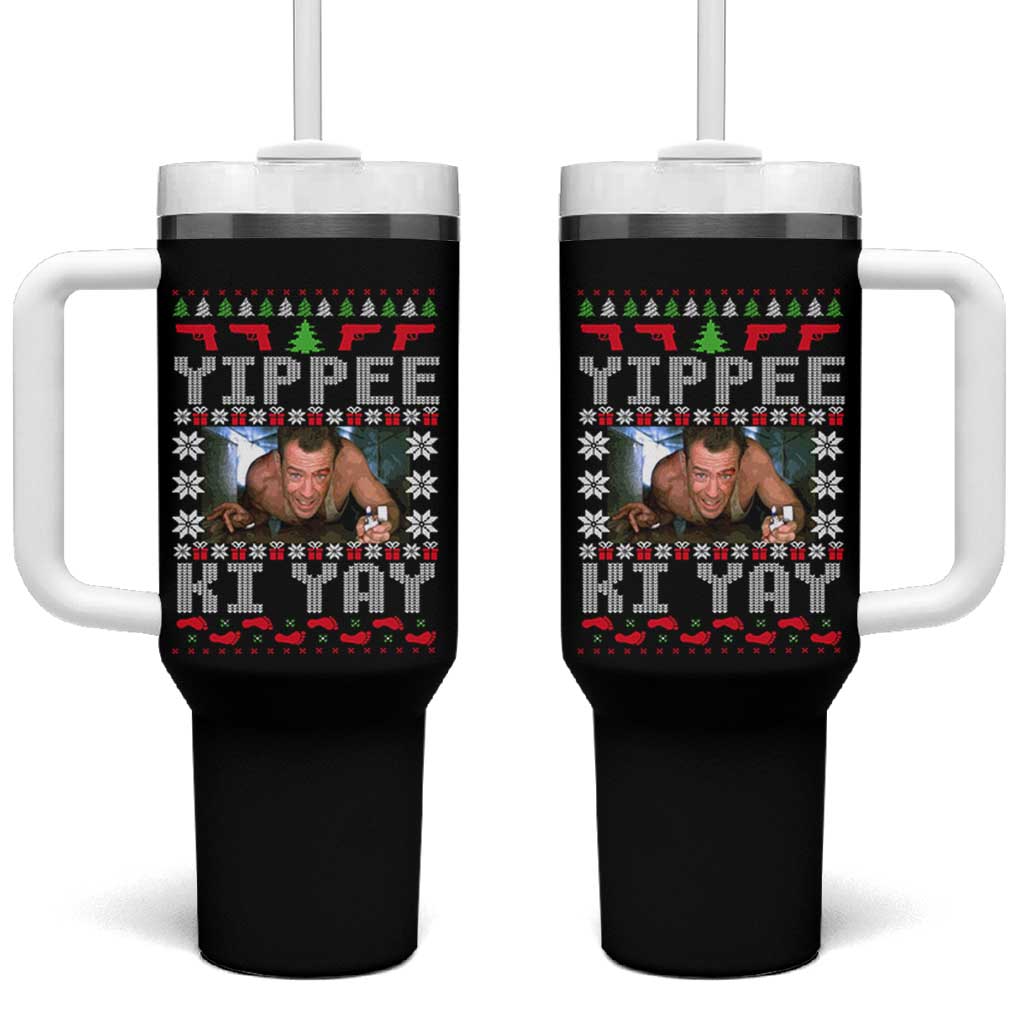 Yippee Ki Yay Tumbler With Handle Funny 80's Movie Xmas Gift Ugly Christmas - Wonder Print Shop