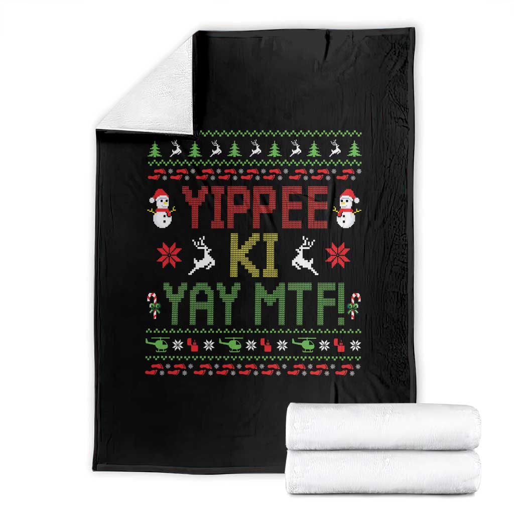 Yippee Ki Yay Throw Blanket 80's Movie Xmas Gift Ugly Christmas - Wonder Print Shop