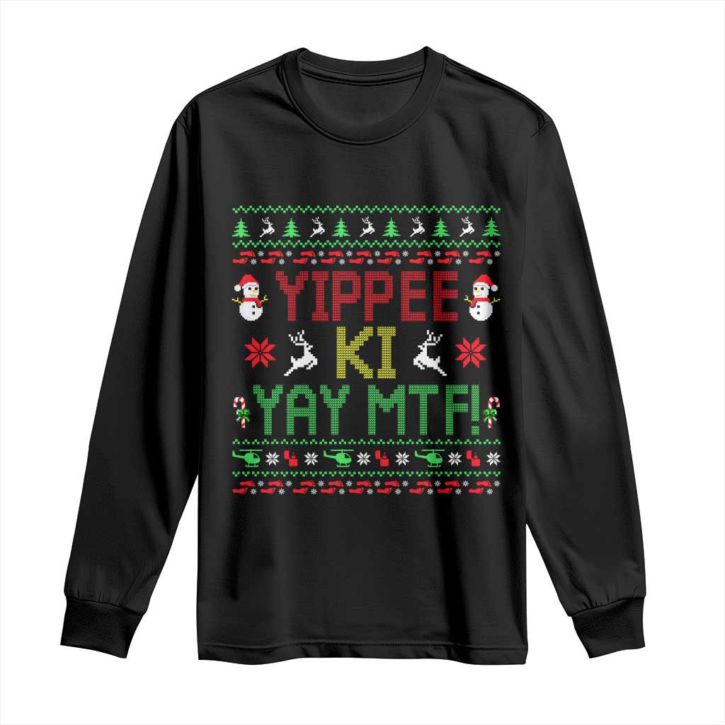 Yippee Ki Yay Long Sleeve Shirt 80's Movie Xmas Gift Ugly Christmas - Wonder Print Shop