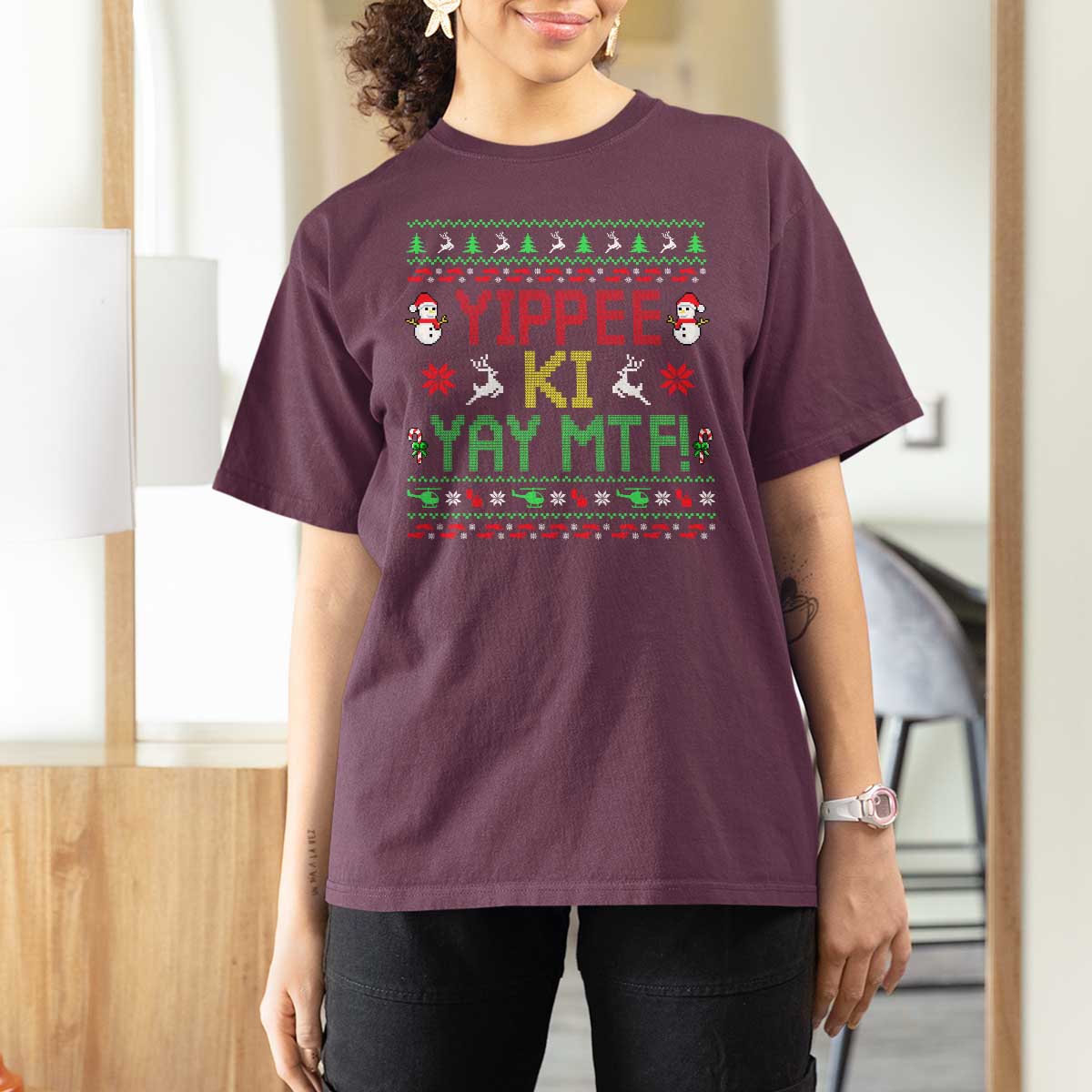 Yippee Ki Yay T Shirt For Women 80's Movie Xmas Gift Ugly Christmas - Wonder Print Shop