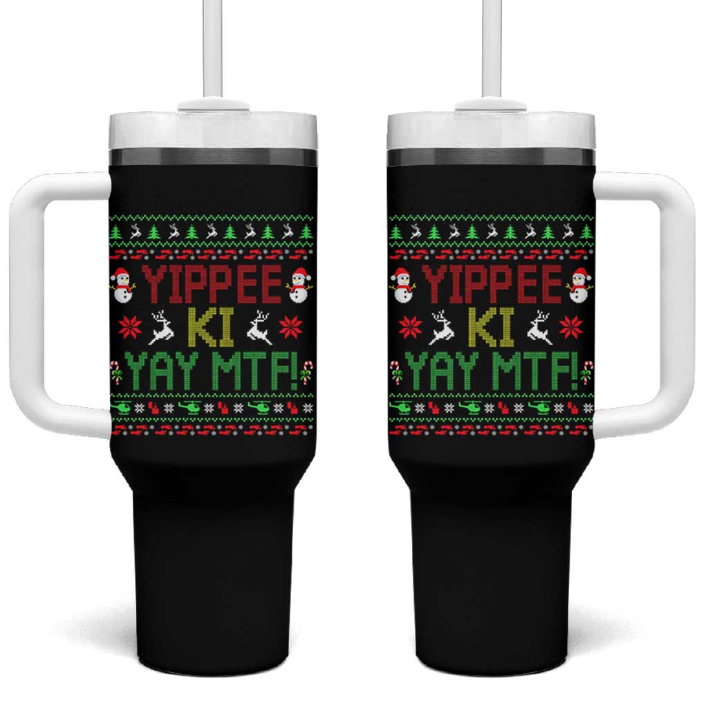 Yippee Ki Yay Tumbler With Handle 80's Movie Xmas Gift Ugly Christmas - Wonder Print Shop