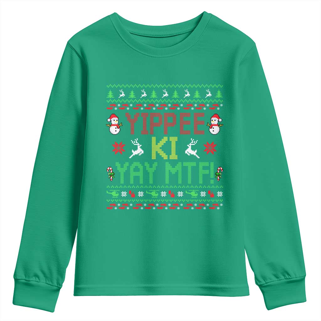 Yippee Ki Yay Youth Sweatshirt 80's Movie Xmas Gift Ugly Christmas - Wonder Print Shop