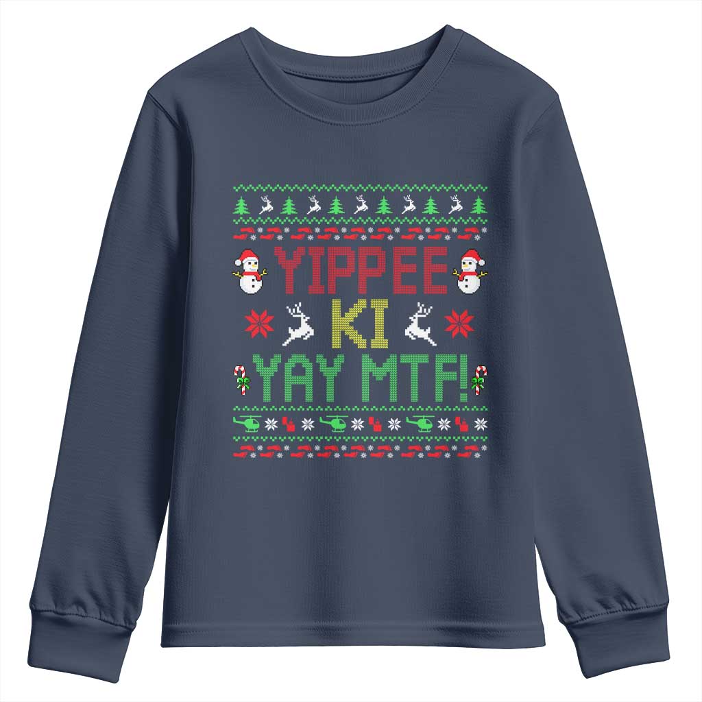 Yippee Ki Yay Youth Sweatshirt 80's Movie Xmas Gift Ugly Christmas - Wonder Print Shop