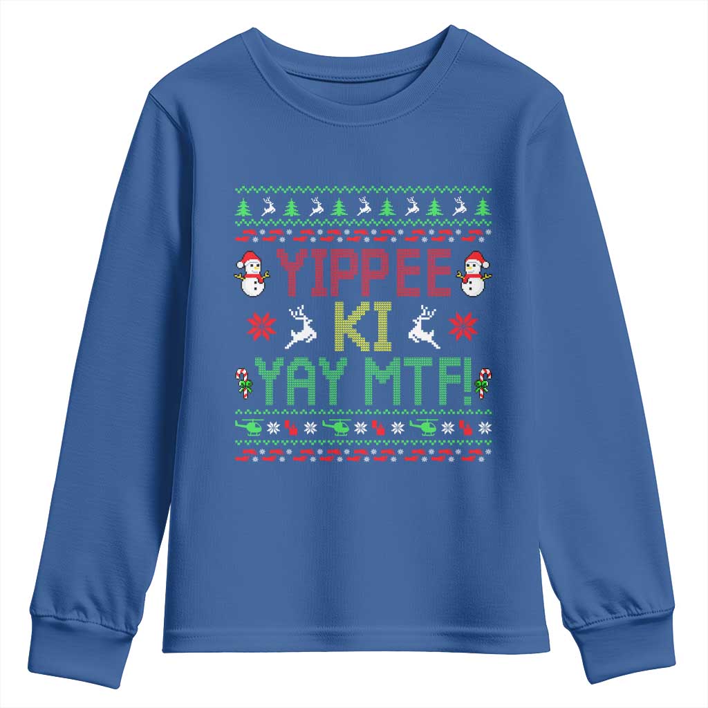 Yippee Ki Yay Youth Sweatshirt 80's Movie Xmas Gift Ugly Christmas - Wonder Print Shop