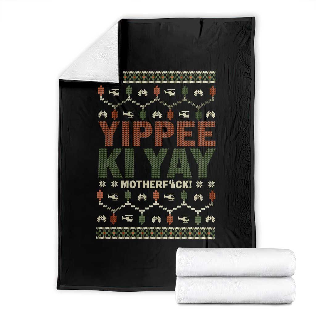 Yippee Ki Yay Throw Blanket Retro 80's Movie Xmas Gift Ugly Christmas - Wonder Print Shop