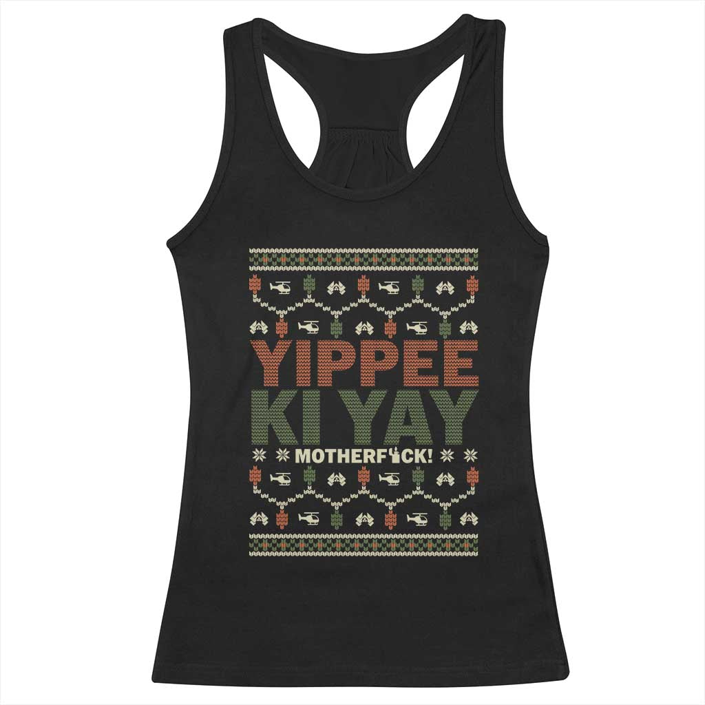 Yippee Ki Yay Racerback Tank Top Retro 80's Movie Xmas Gift Ugly Christmas - Wonder Print Shop