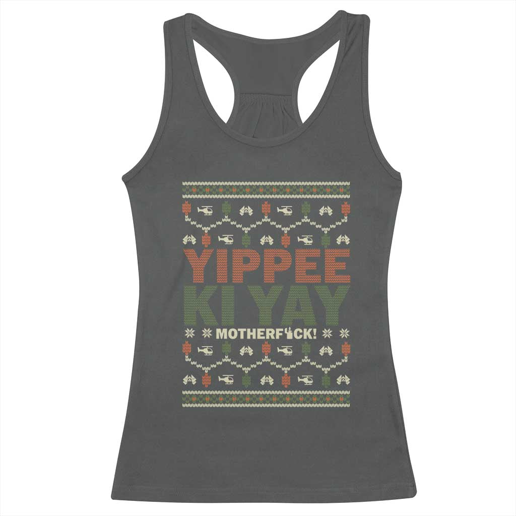 Yippee Ki Yay Racerback Tank Top Retro 80's Movie Xmas Gift Ugly Christmas - Wonder Print Shop