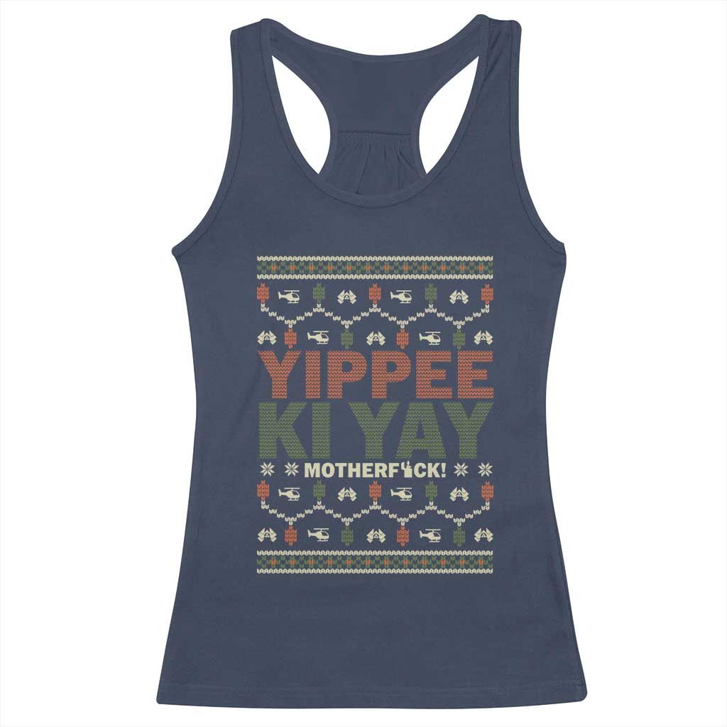 Yippee Ki Yay Racerback Tank Top Retro 80's Movie Xmas Gift Ugly Christmas - Wonder Print Shop