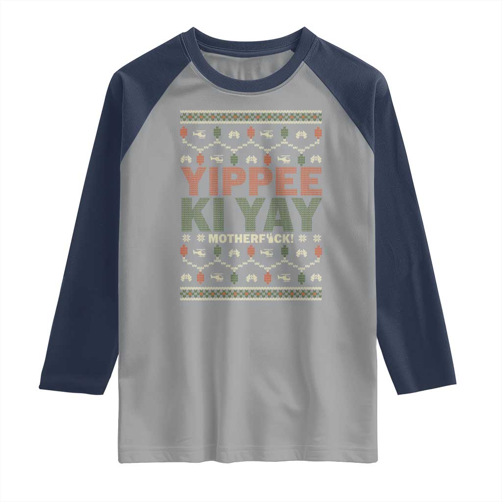 Yippee Ki Yay Raglan Shirt Retro 80's Movie Xmas Gift Ugly Christmas - Wonder Print Shop