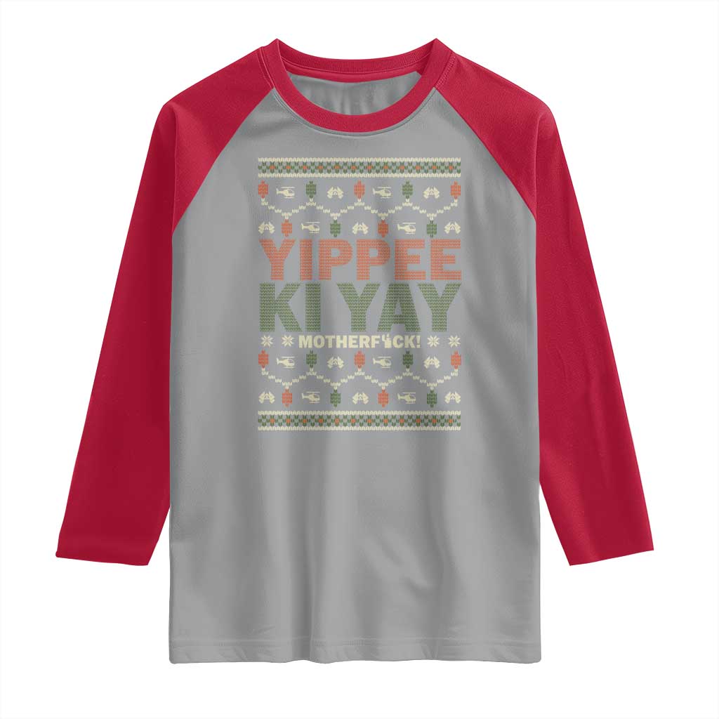 Yippee Ki Yay Raglan Shirt Retro 80's Movie Xmas Gift Ugly Christmas - Wonder Print Shop