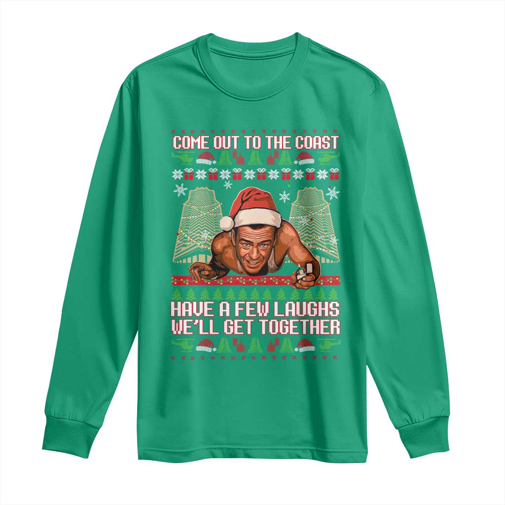 Nakatomi Plaza Party 1988 Long Sleeve Shirt Come Out To The Coast Mcclane Ugly Xmas - Wonder Print Shop