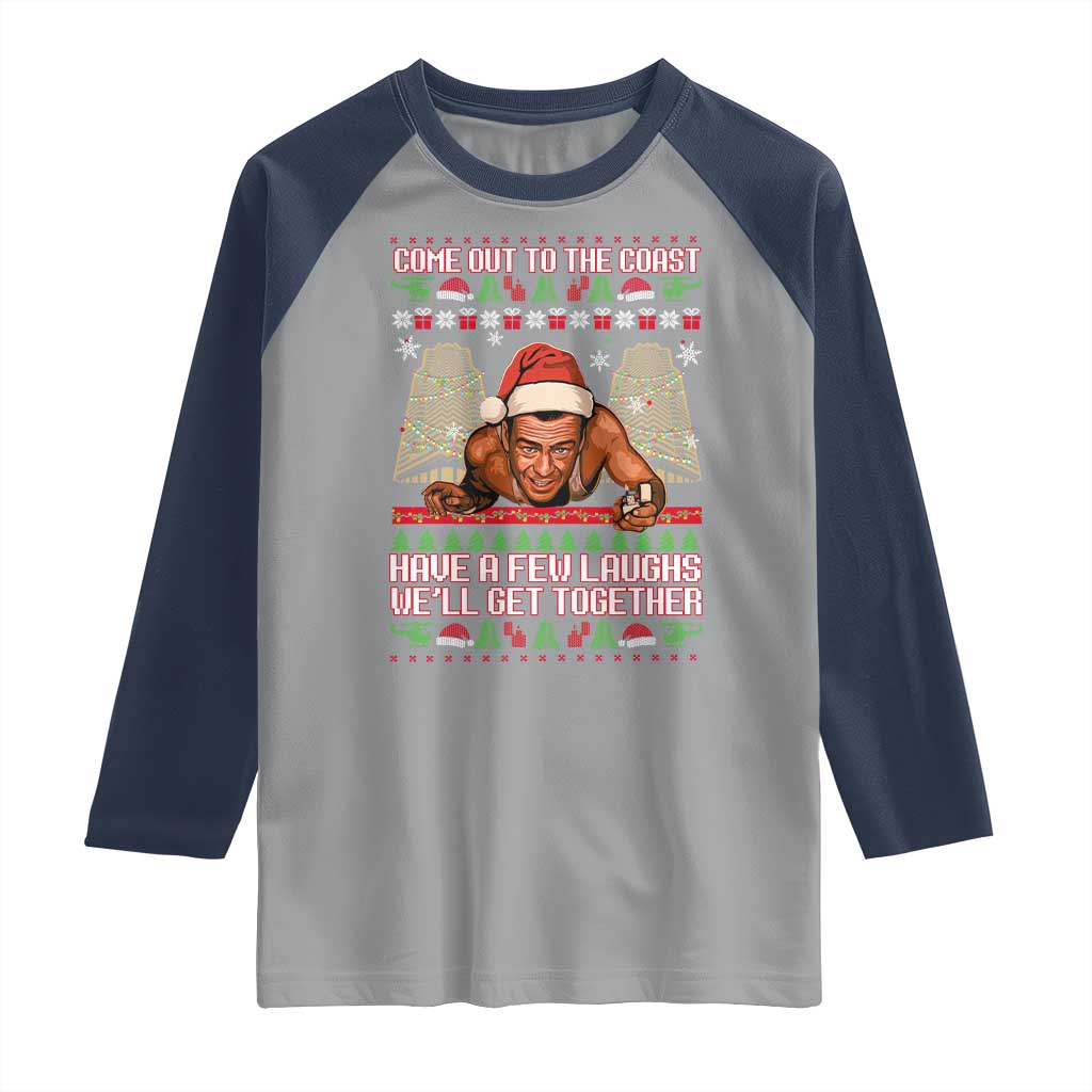 Nakatomi Plaza Party 1988 Raglan Shirt Come Out To The Coast Mcclane Ugly Xmas - Wonder Print Shop