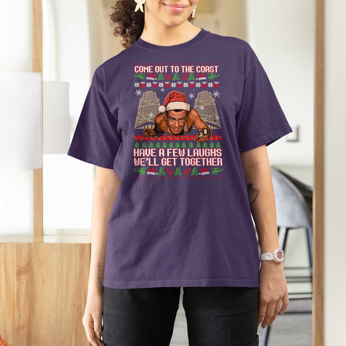 Nakatomi Plaza Party 1988 T Shirt For Women Come Out To The Coast Mcclane Ugly Xmas - Wonder Print Shop