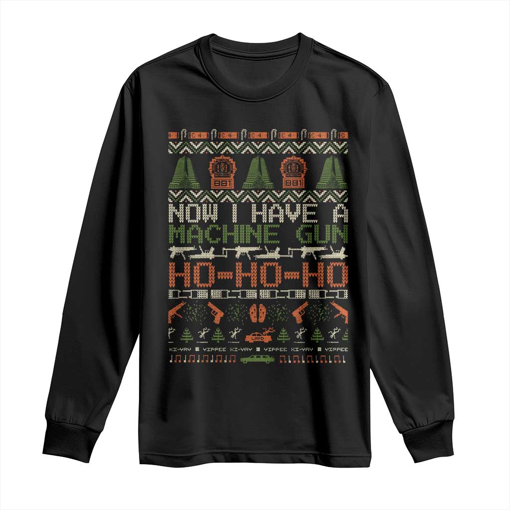 Now I Have A Machine Gun Long Sleeve Shirt Christmas 90s Movie Ugly Xmas - Wonder Print Shop