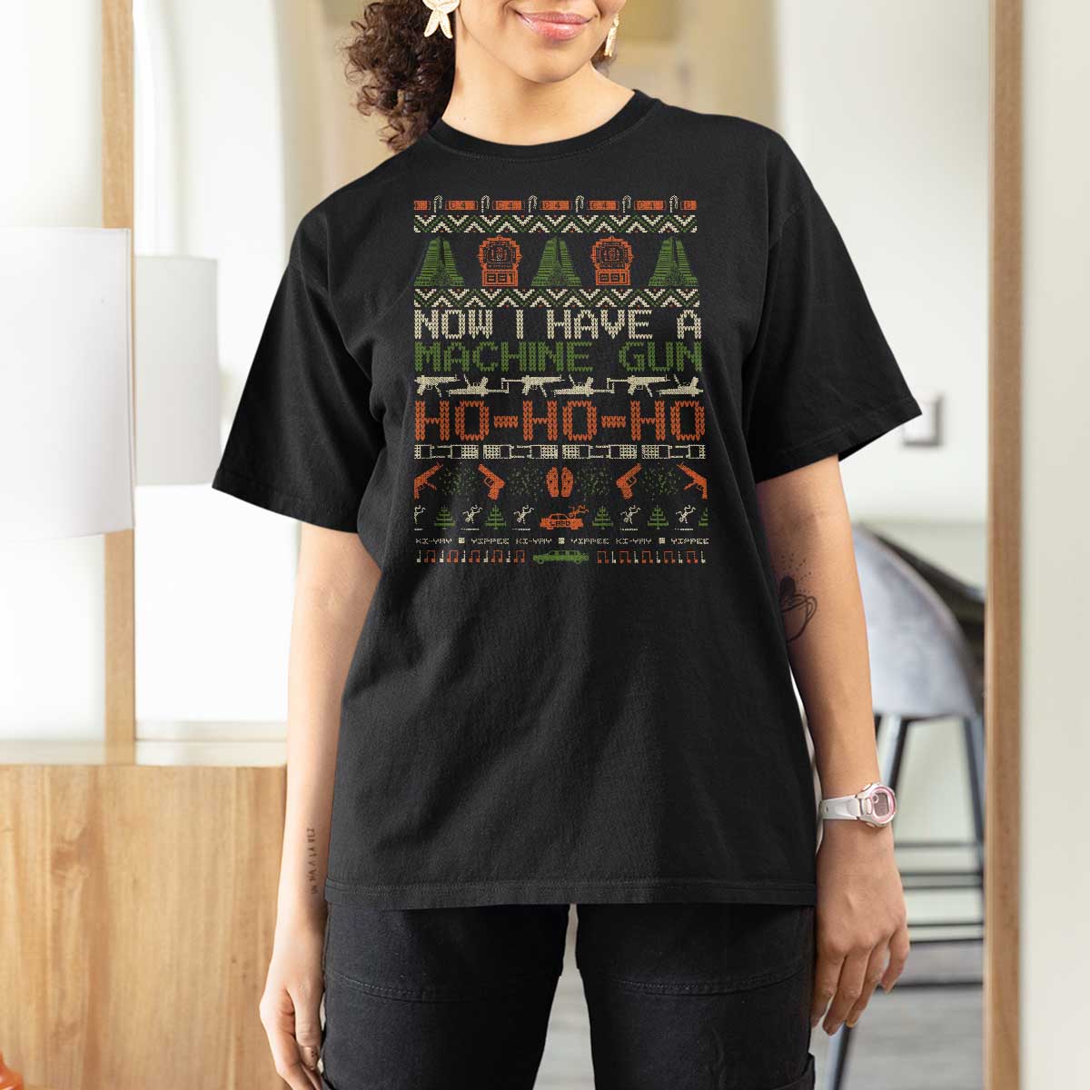 Now I Have A Machine Gun T Shirt For Women Christmas 90s Movie Ugly Xmas - Wonder Print Shop