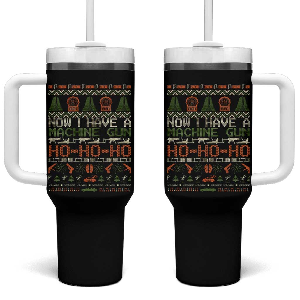 Now I Have A Machine Gun Tumbler With Handle Christmas 90s Movie Ugly Xmas - Wonder Print Shop