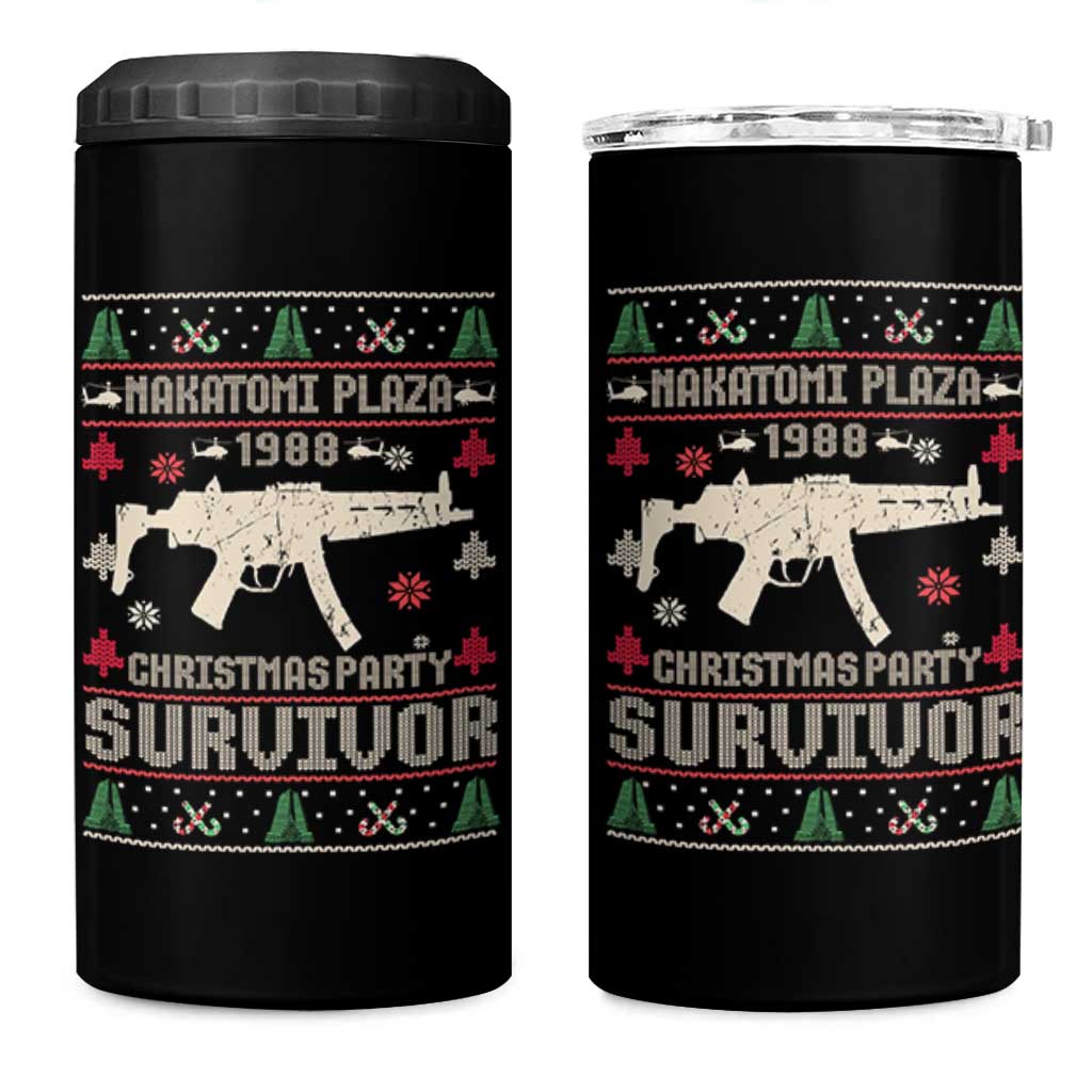 Nakatomi Plaza Christmas Party 4 in 1 Can Cooler Tumbler Funny 80's Die Movie 1988 Ugly Christmas - Wonder Print Shop