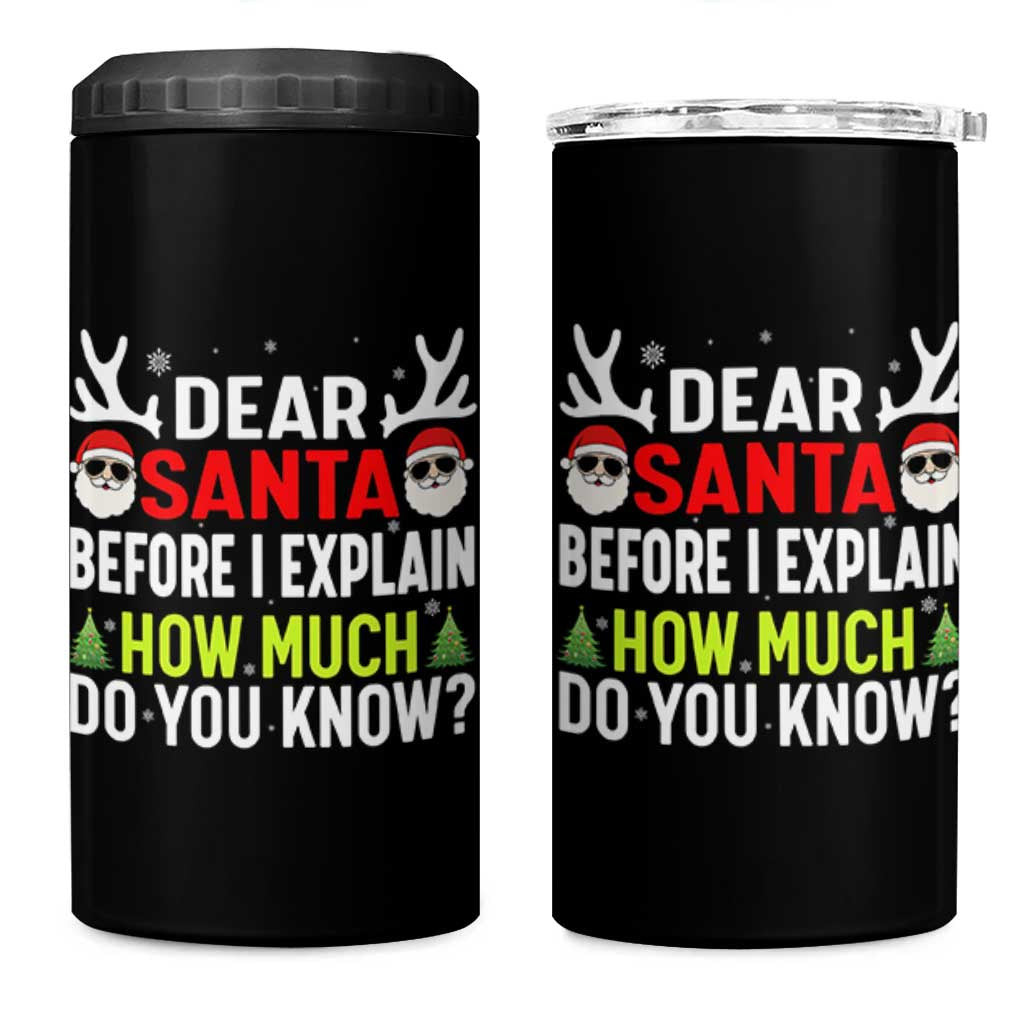 Funny Christmas 4 in 1 Can Cooler Tumbler Dear Santa I Can Explain How Much Do You Know - Wonder Print Shop