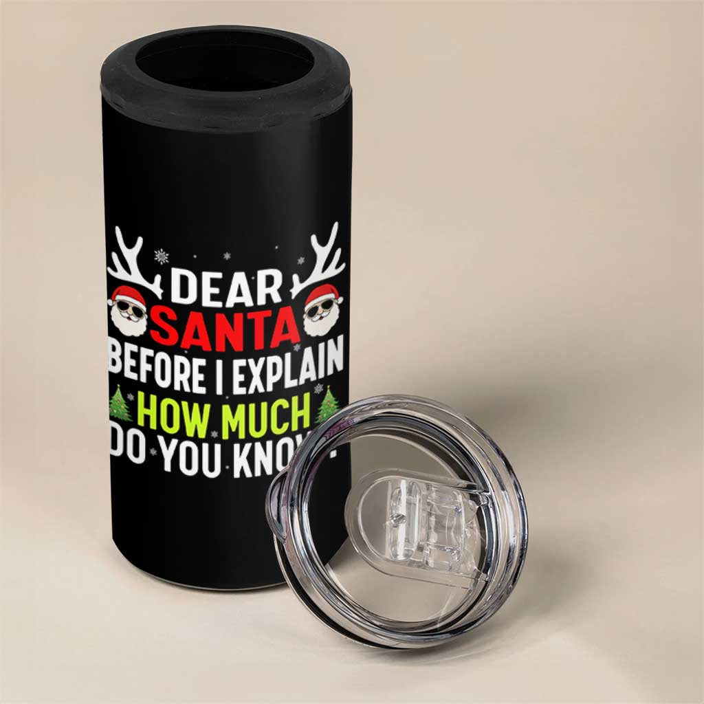 Funny Christmas 4 in 1 Can Cooler Tumbler Dear Santa I Can Explain How Much Do You Know - Wonder Print Shop