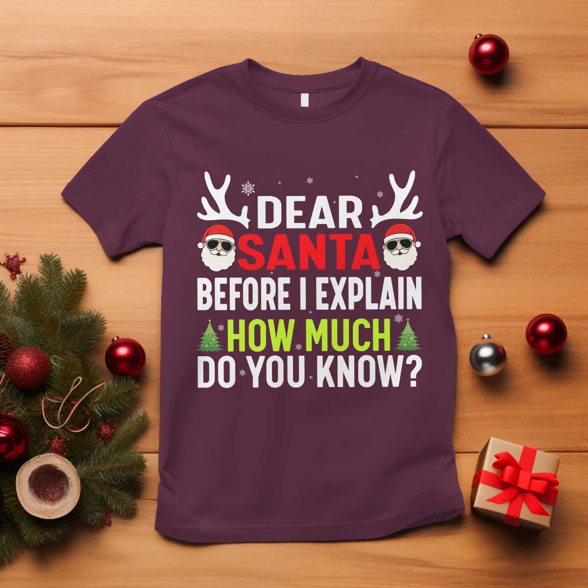Funny Christmas T Shirt Dear Santa I Can Explain How Much Do You Know - Wonder Print Shop