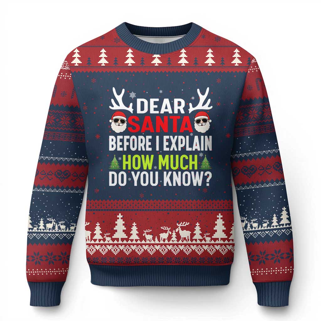 Funny Xmas Ugly Christmas Sweater Dear Santa I Can Explain How Much Do You Know - Wonder Print Shop