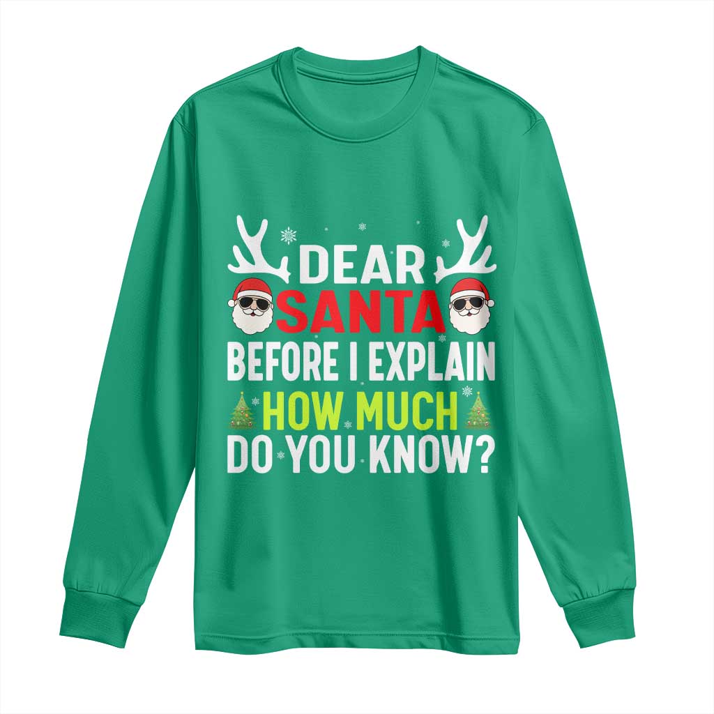 Funny Christmas Long Sleeve Shirt Dear Santa I Can Explain How Much Do You Know - Wonder Print Shop