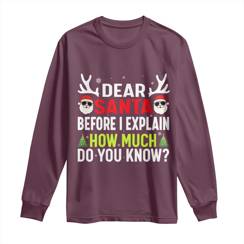 Funny Christmas Long Sleeve Shirt Dear Santa I Can Explain How Much Do You Know - Wonder Print Shop