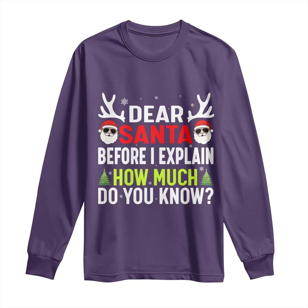Funny Christmas Long Sleeve Shirt Dear Santa I Can Explain How Much Do You Know - Wonder Print Shop