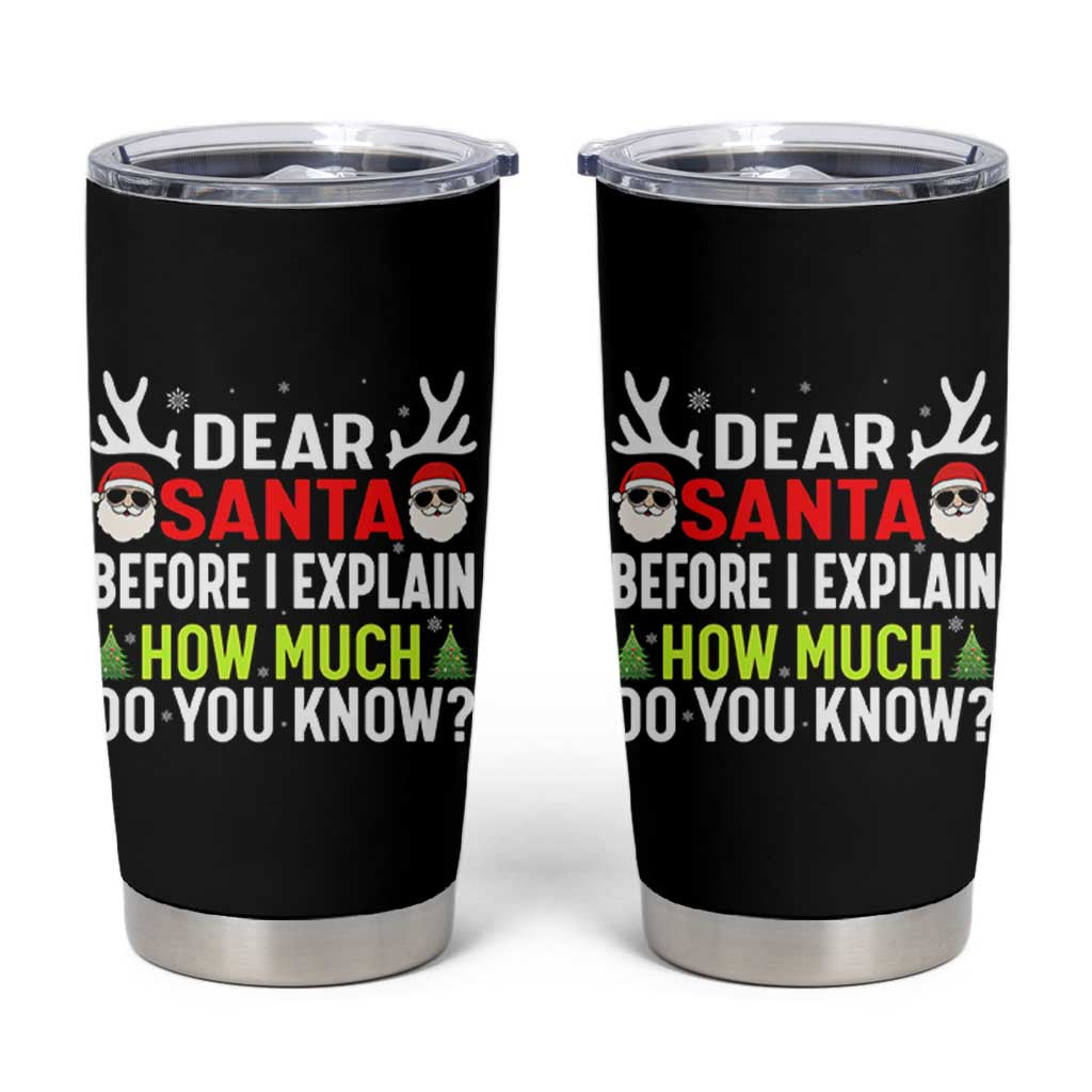 Funny Christmas Tumbler Cup Dear Santa I Can Explain How Much Do You Know - Wonder Print Shop