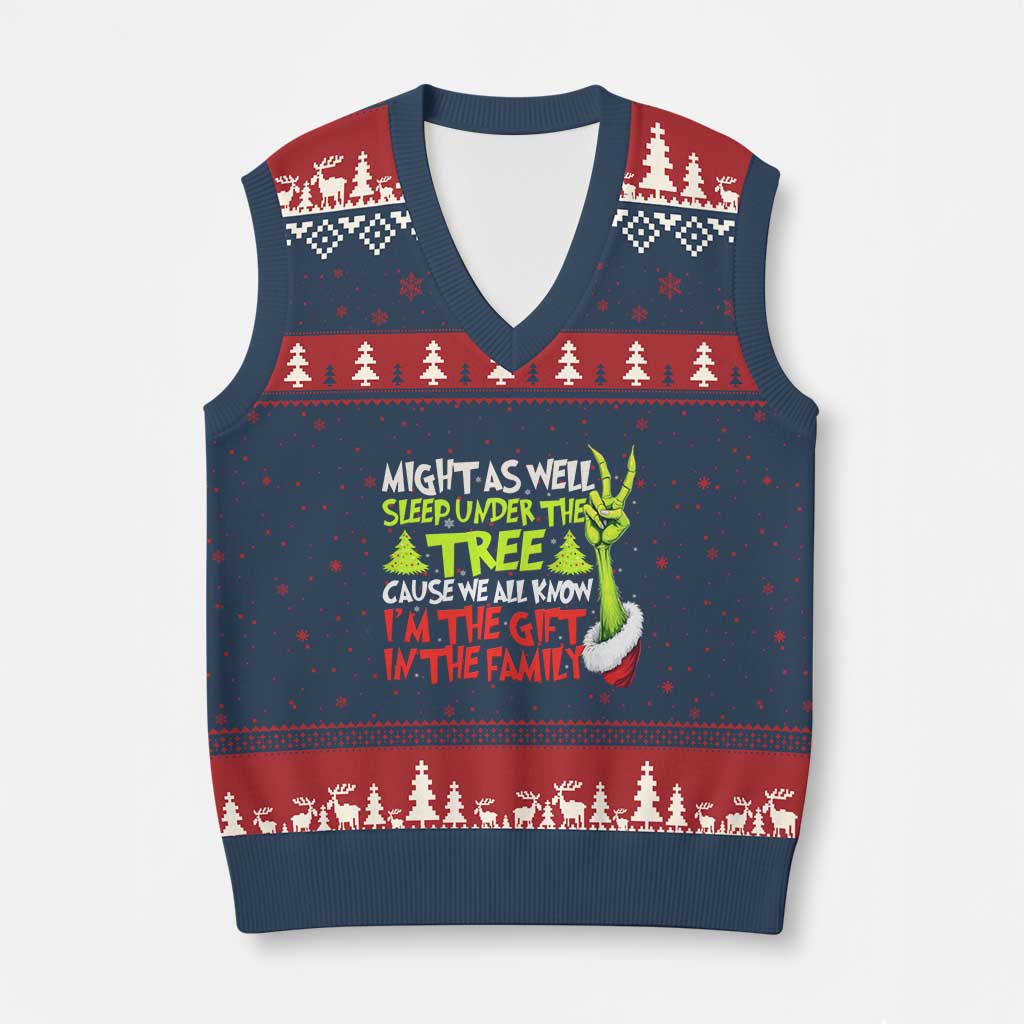 Funny Xmas V-Neck Knit Sweater Vest I'm The Gift Kids Pajamas Girls Boys - Wonder Print Shop