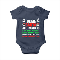 Funny Christmas Baby Onesie Dear Santa All I Want Is A Fat Bank Account Skinny Body - Wonder Print Shop
