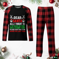 Funny Christmas Plaid Pajama Set Dear Santa All I Want Is A Fat Bank Account Skinny Body - Wonder Print Shop