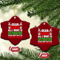 Funny Christmas Ceramic Ornament Dear Santa All I Want Is A Fat Bank Account Skinny Body - Wonder Print Shop