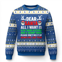Funny Christmas Hanukkah Ugly Sweater Dear Santa All I Want Is A Fat Bank Account Skinny Body - Wonder Print Shop