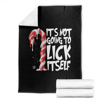 Funny Dirty Christmas Throw Blanket It's Not Going To Lick Itself Adult Humor Cringe Candy Cane - Wonder Print Shop