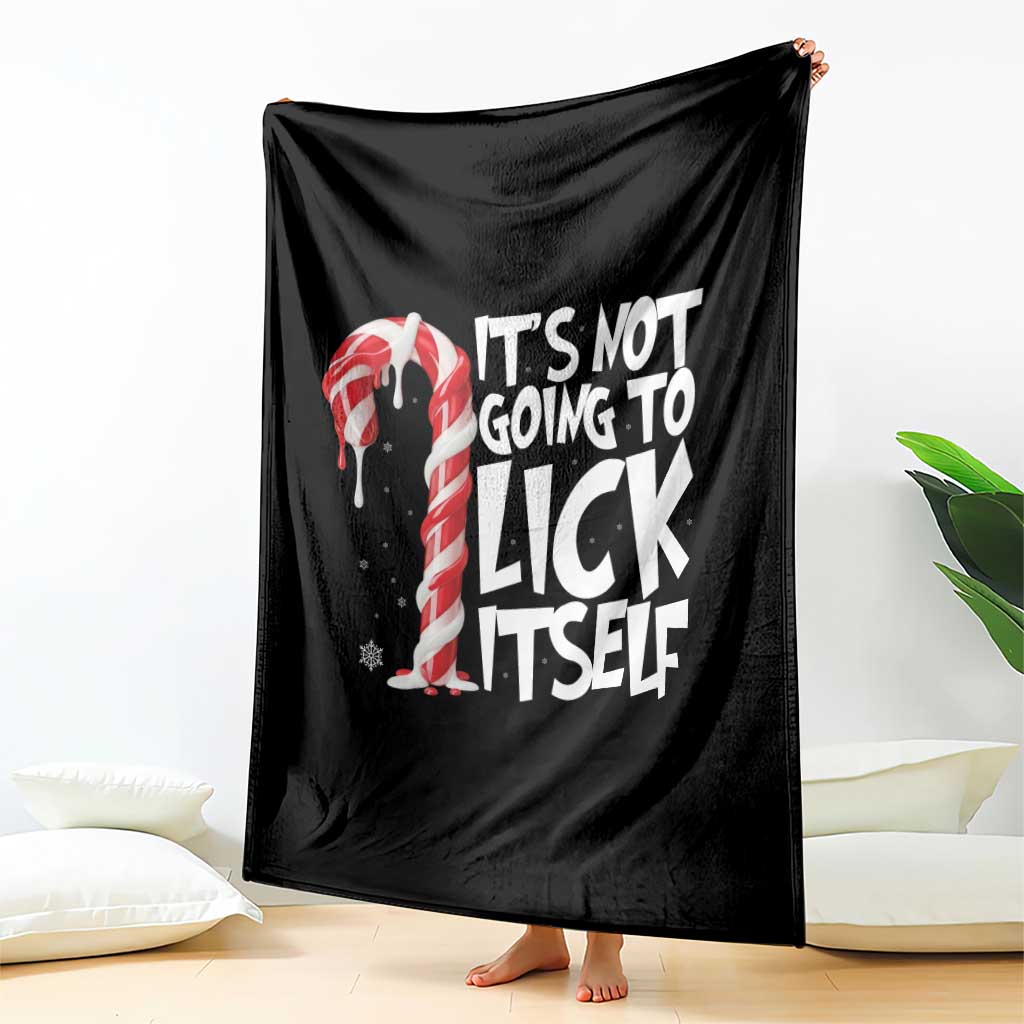 Funny Dirty Christmas Throw Blanket It's Not Going To Lick Itself Adult Humor Cringe Candy Cane - Wonder Print Shop
