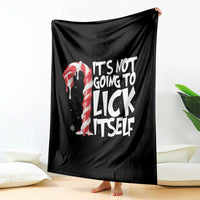 Funny Dirty Christmas Throw Blanket It's Not Going To Lick Itself Adult Humor Cringe Candy Cane - Wonder Print Shop