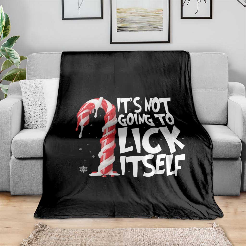 Funny Dirty Christmas Throw Blanket It's Not Going To Lick Itself Adult Humor Cringe Candy Cane - Wonder Print Shop