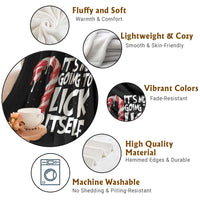 Funny Dirty Christmas Throw Blanket It's Not Going To Lick Itself Adult Humor Cringe Candy Cane - Wonder Print Shop